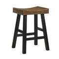 Brown and Black Solid Wood Backless Counter Height Bar Chair - 25-inch