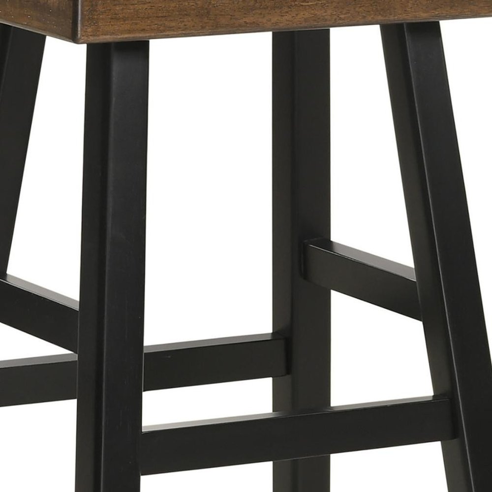 Brown and Black Solid Wood Backless Counter Height Bar Chair - 25-inch