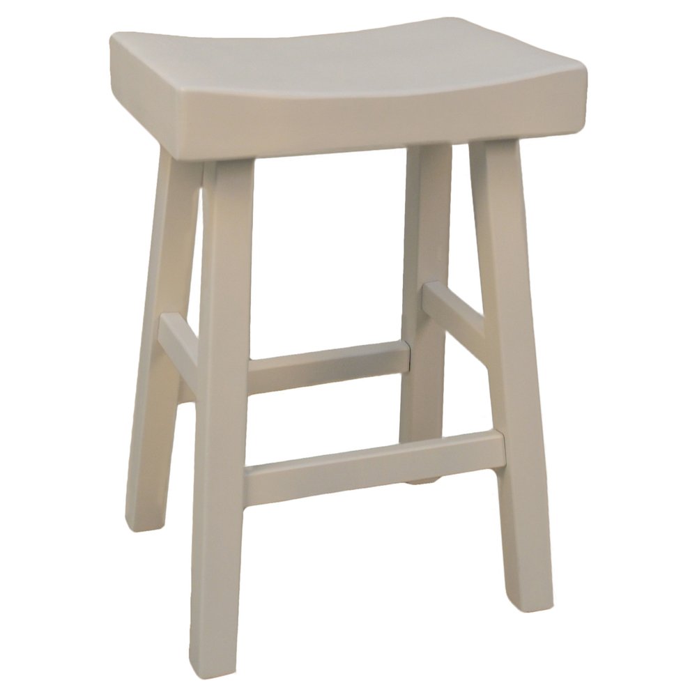 Antiqued White Solid Wood Backless Counter Height Bar Chair - 25-inch