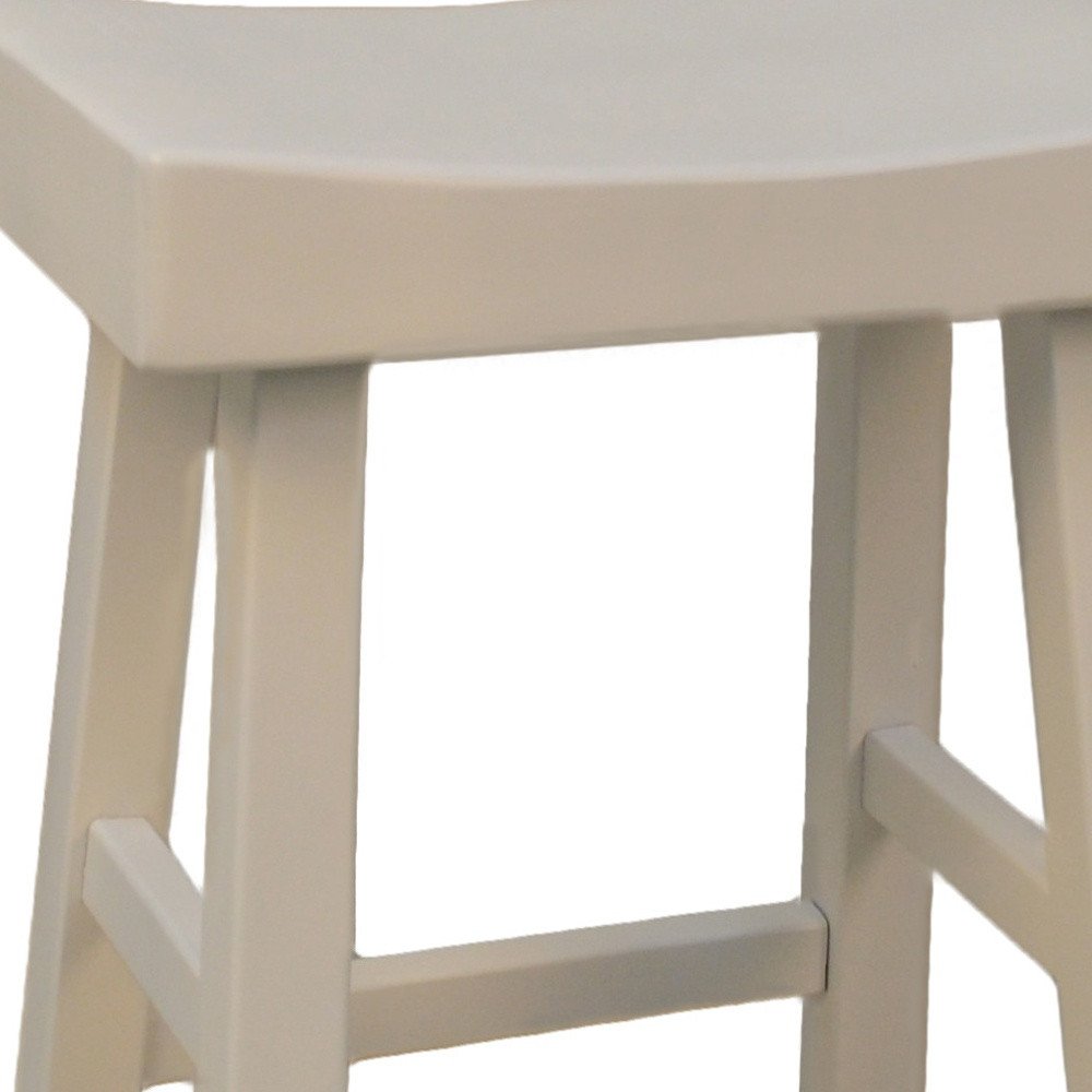 Antiqued White Solid Wood Backless Counter Height Bar Chair - 25-inch