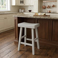 Antiqued White Solid Wood Backless Counter Height Bar Chair - 25-inch