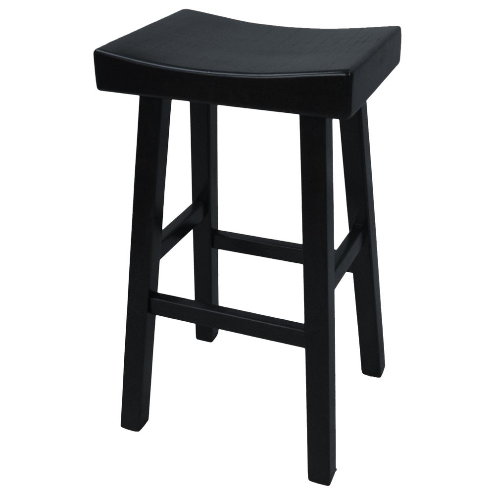 Black Solid Wood Backless Bar Height Bar Chair - 30-inch