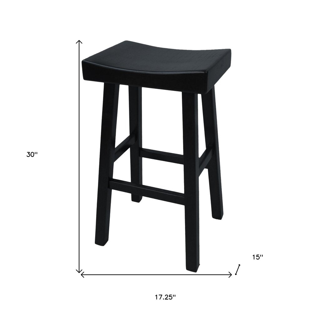 Black Solid Wood Backless Bar Height Bar Chair - 30-inch