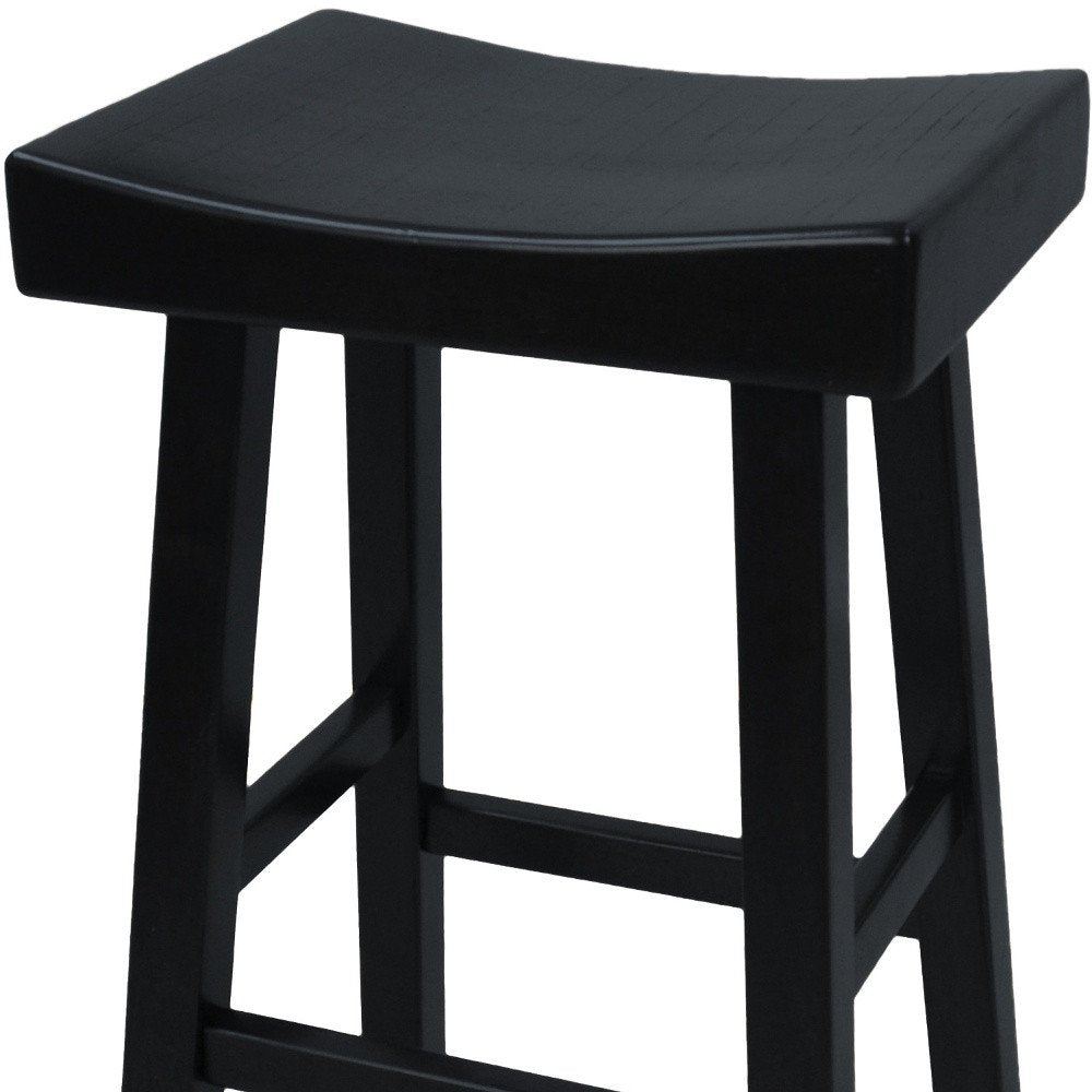Black Solid Wood Backless Bar Height Bar Chair - 30-inch