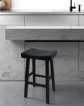 Black Solid Wood Backless Bar Height Bar Chair - 30-inch
