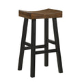 Brown and Black Solid Wood Backless Bar Height Bar Chair - 30-inch