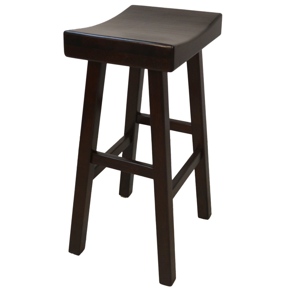 Espresso Solid Wood Backless Bar Height Bar Chair - 30-inch