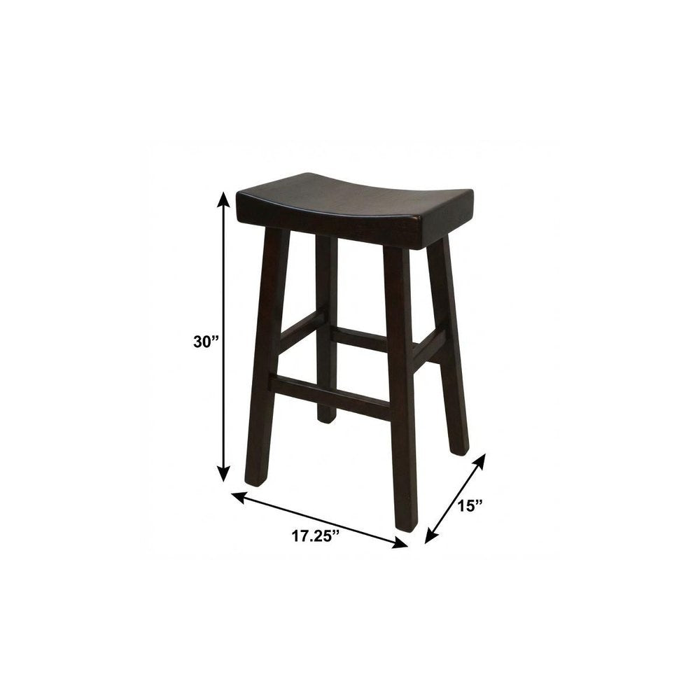 Espresso Solid Wood Backless Bar Height Bar Chair - 30-inch
