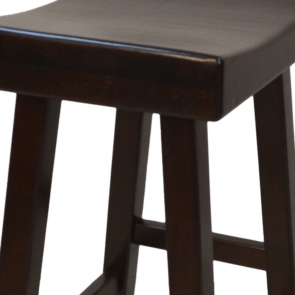 Espresso Solid Wood Backless Bar Height Bar Chair - 30-inch