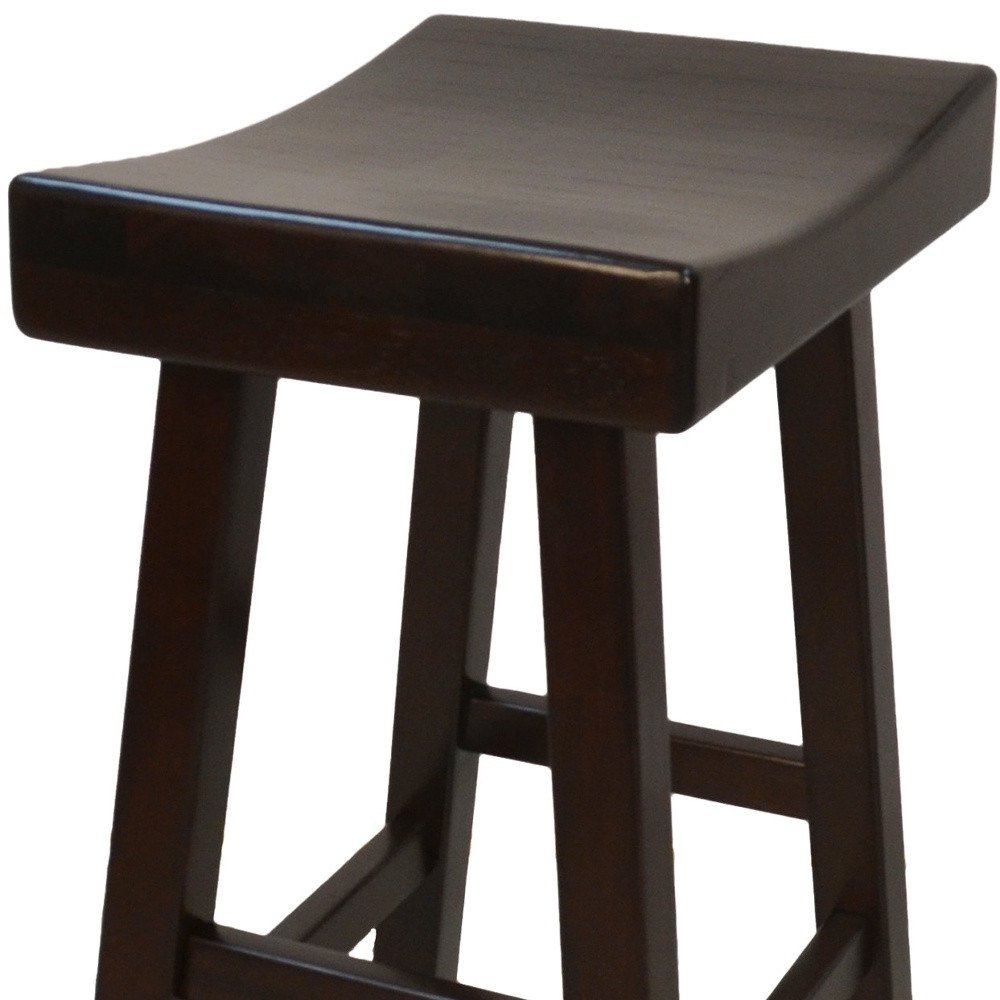 Espresso Solid Wood Backless Bar Height Bar Chair - 30-inch