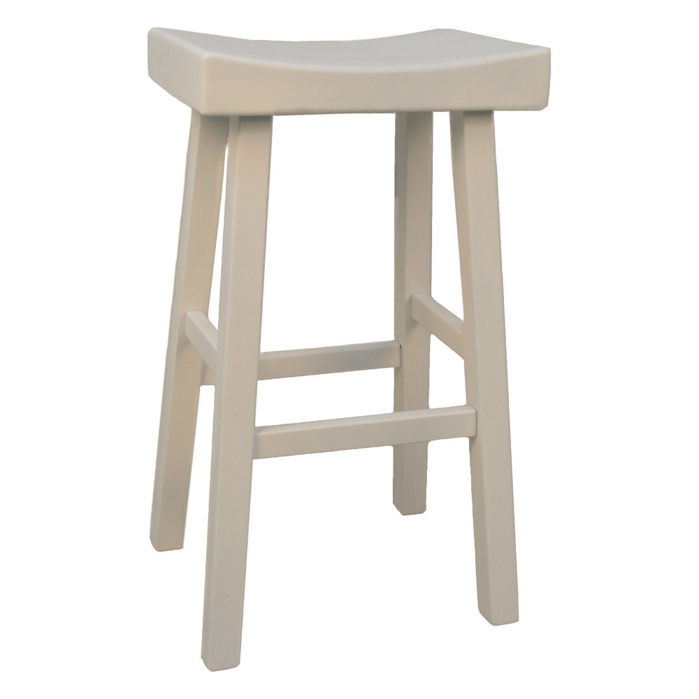 White Solid Wood Backless Bar Height Bar Chair - 30-inch