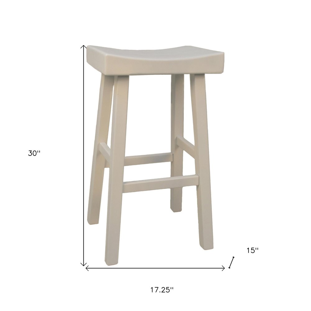 White Solid Wood Backless Bar Height Bar Chair - 30-inch