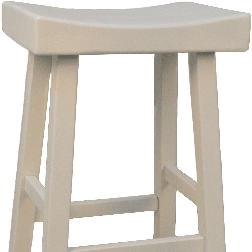 White Solid Wood Backless Bar Height Bar Chair - 30-inch