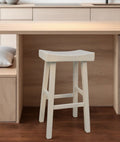 White Solid Wood Backless Bar Height Bar Chair - 30-inch