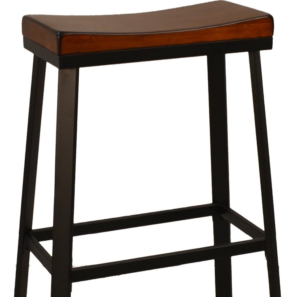 Chestnut and Black Steel Backless Bar Height Bar Chair - 30-inch