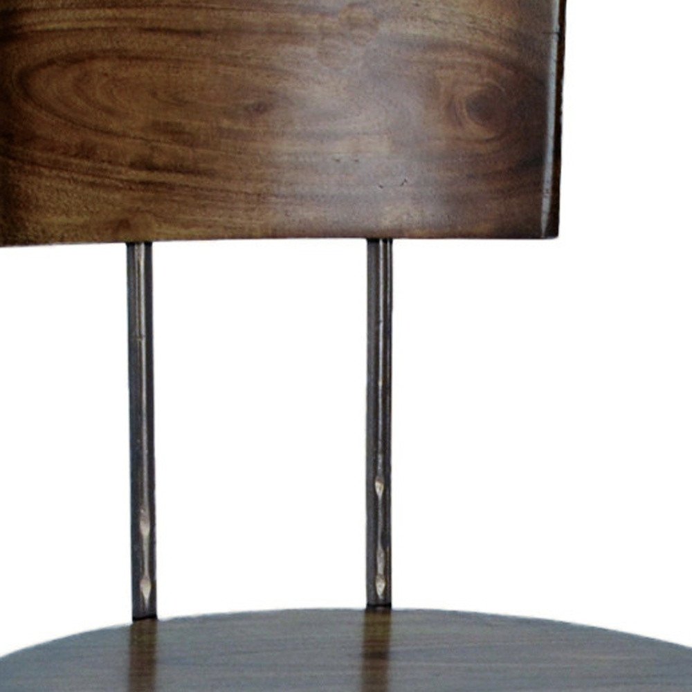 Chestnut and Black Steel Swivel Low Back Adjustable Height Bar Chair