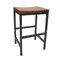 Chestnut and Black Steel Backless Counter Height Bar Chair - 24-inch