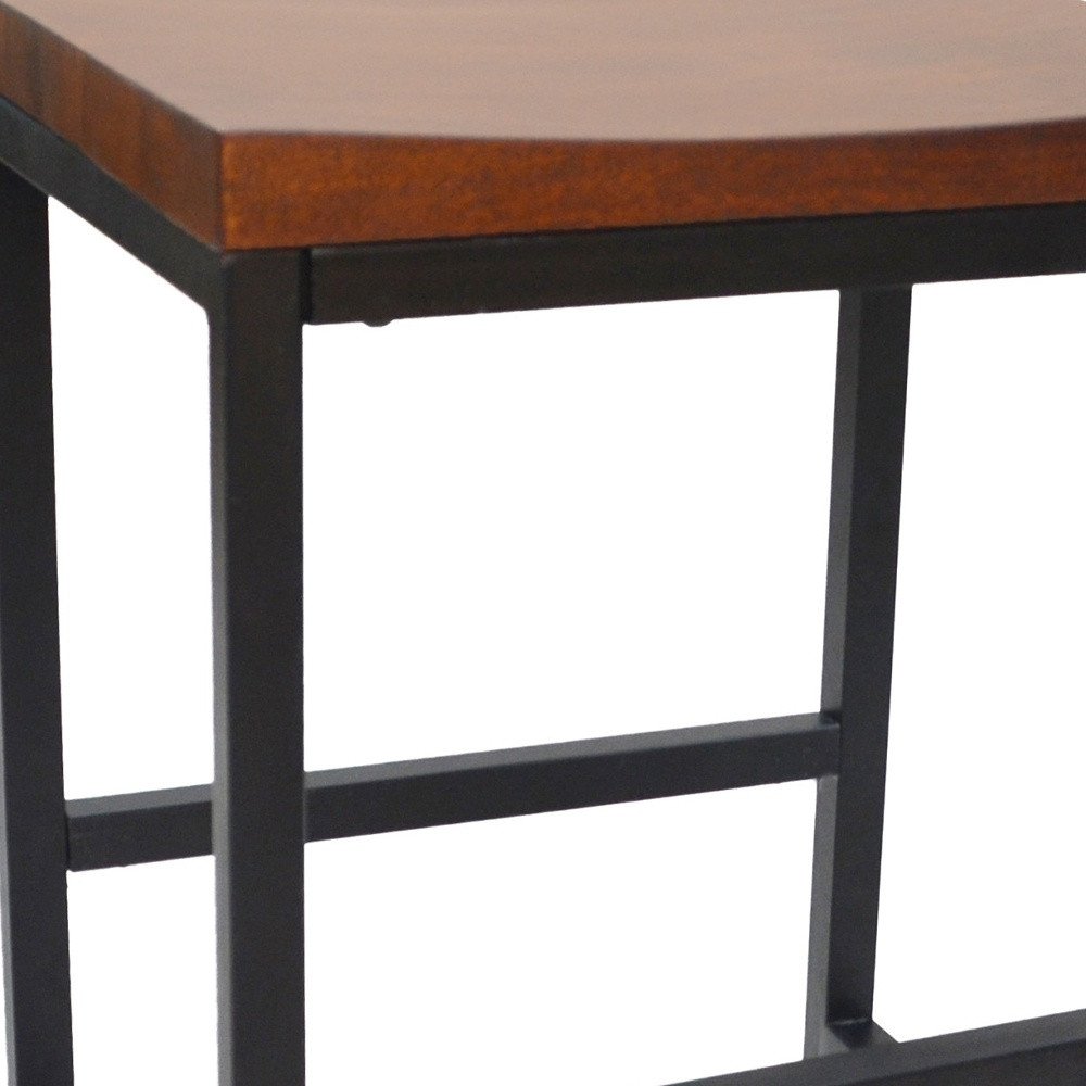 Chestnut and Black Steel Backless Counter Height Bar Chair - 24-inch