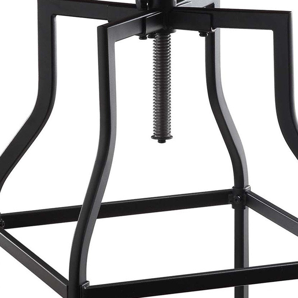 Chestnut and Black Steel Swivel Backless Adjustable Height Bar Chair