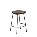 Set of Two 25 Chestnut and Black Solid Wood and Steel Backless Counter Height Bar Chairs