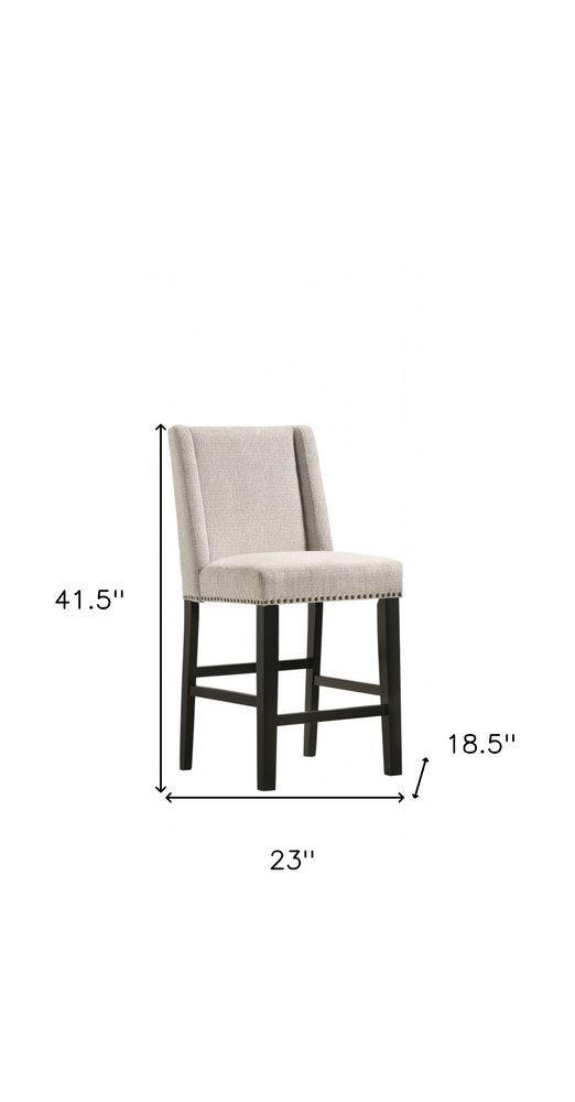 Set of Two 42 Fawn and Espresso Iron Bar Chairs