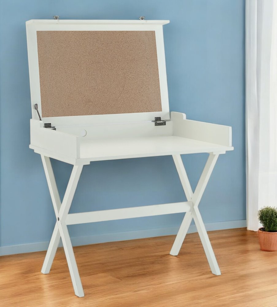 Antiqued White Wood Flip Top Desk - 34-inch