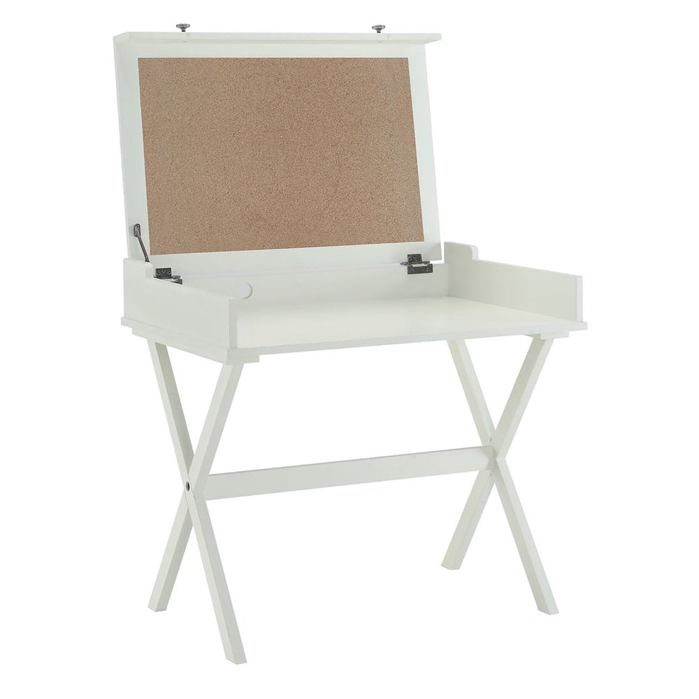 Antiqued White Wood Flip Top Desk - 34-inch