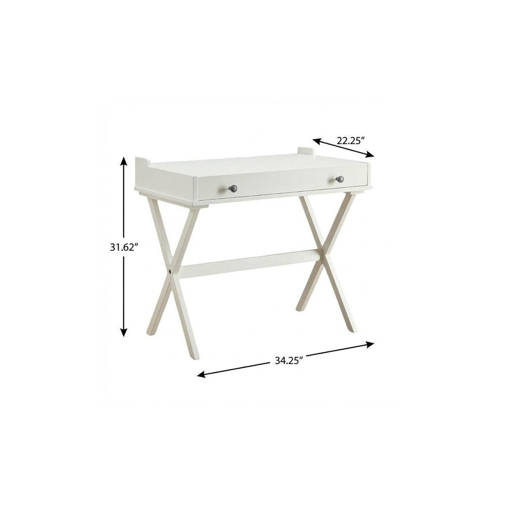 Antiqued White Wood Flip Top Desk - 34-inch