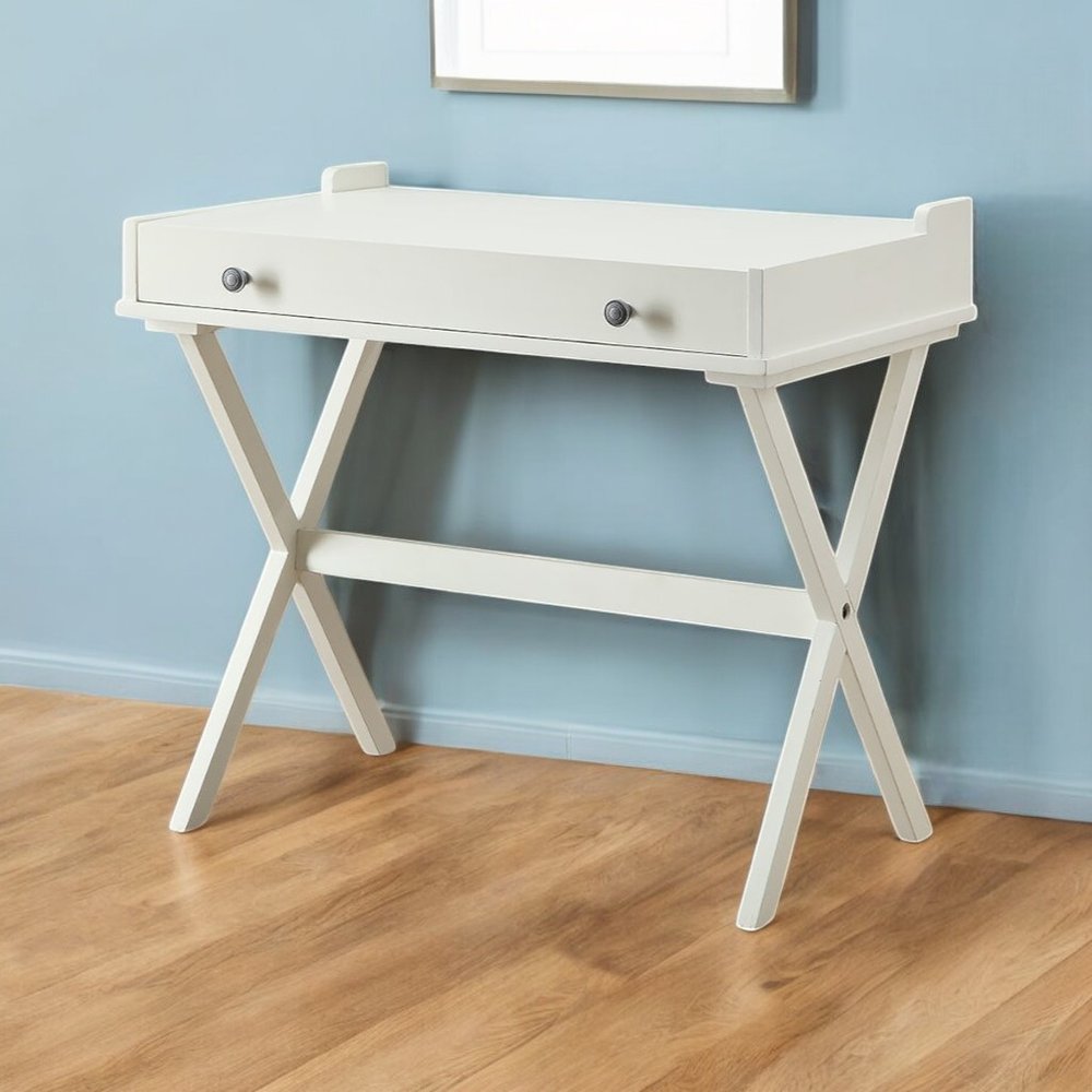 Antiqued White Wood Flip Top Desk - 34-inch