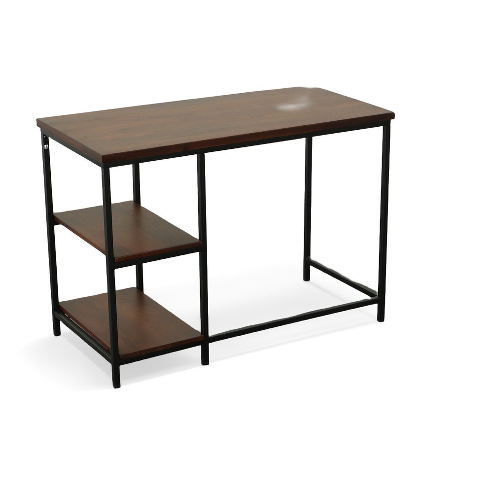 Chestnut and Black Solid Wood and Metal Computer Desk - 42-inch