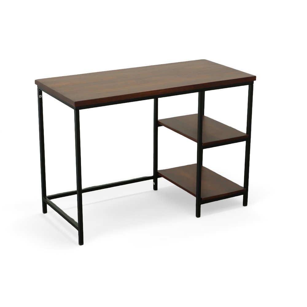 Chestnut and Black Solid Wood and Metal Computer Desk - 42-inch