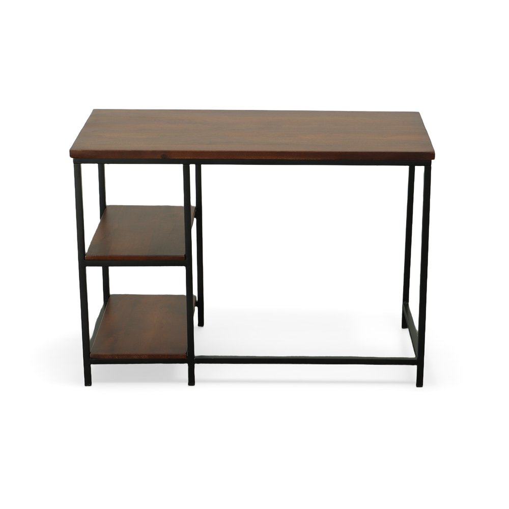 Chestnut and Black Solid Wood and Metal Computer Desk - 42-inch