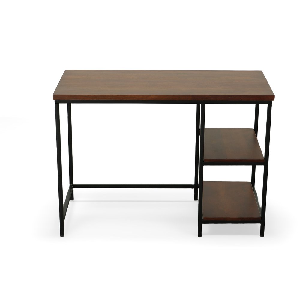 Chestnut and Black Solid Wood and Metal Computer Desk - 42-inch