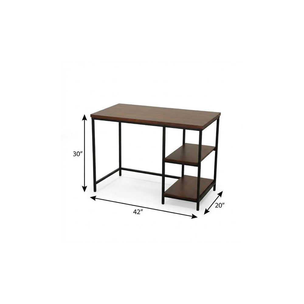 Chestnut and Black Solid Wood and Metal Computer Desk - 42-inch