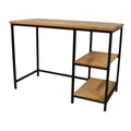 Natural and Black Solid Wood and Metal Computer Desk - 42-inch