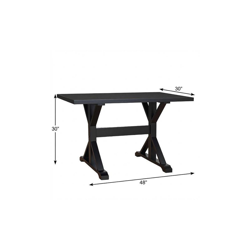 Black Solid Wood Trestle Writing Desk - 48-inch
