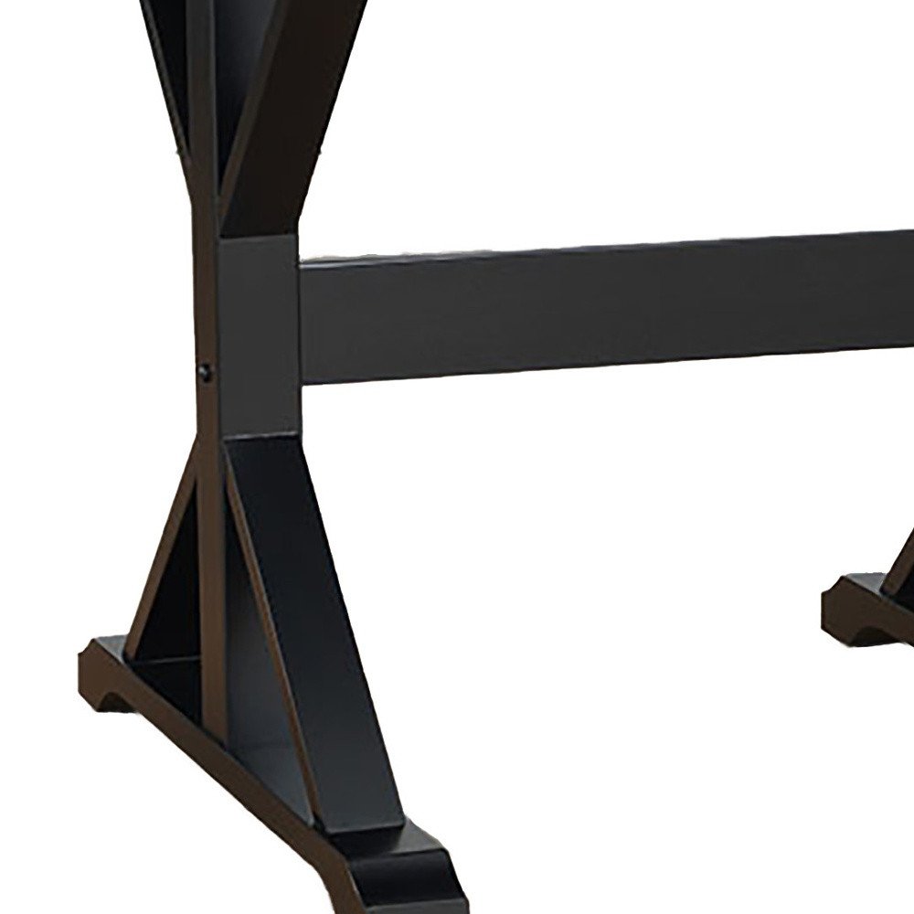 Black Solid Wood Trestle Writing Desk - 48-inch