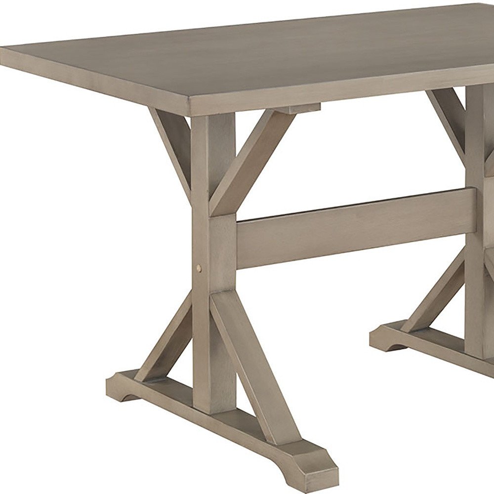 Gray Solid Wood Trestle Writing Desk - 48-inch