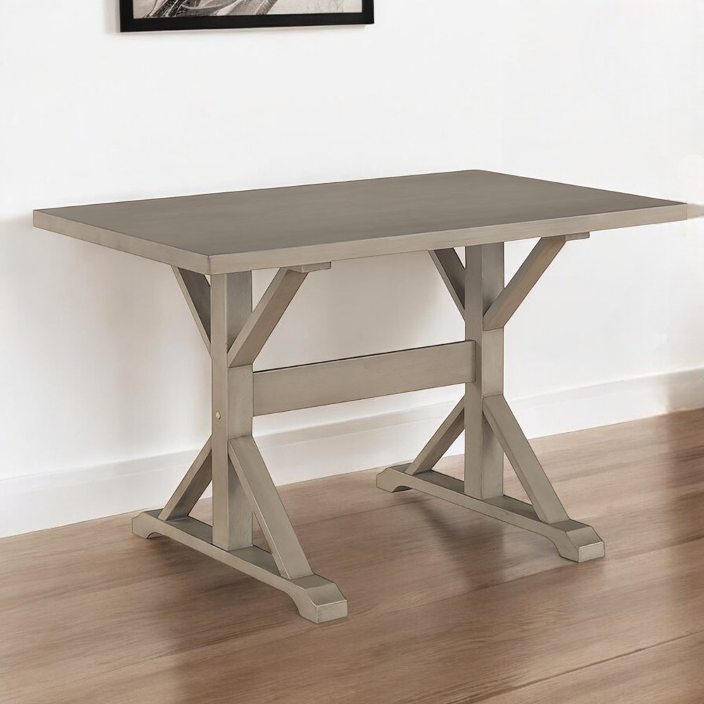 Gray Solid Wood Trestle Writing Desk - 48-inch