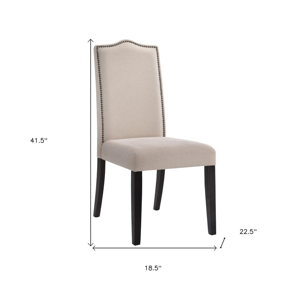 Cream and Espresso Upholstered Linen Dining Parsons Chair