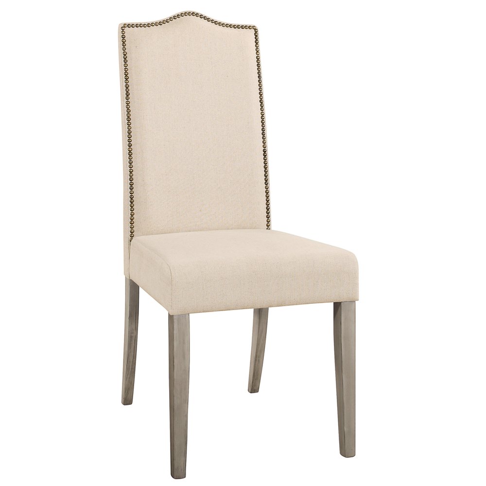 Cream and Gray Upholstered Linen Dining Parsons Chair