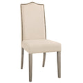 Cream and Gray Upholstered Linen Dining Parsons Chair