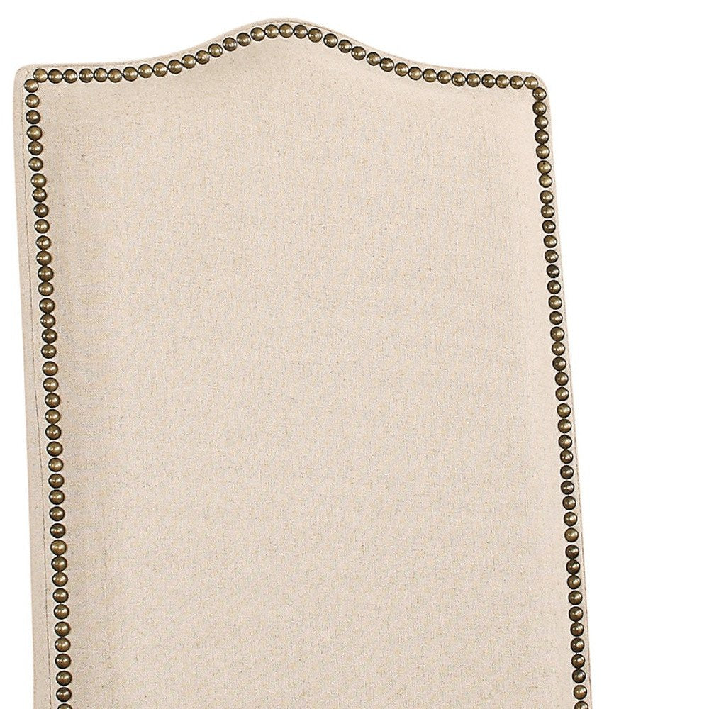 Cream and Gray Upholstered Linen Dining Parsons Chair