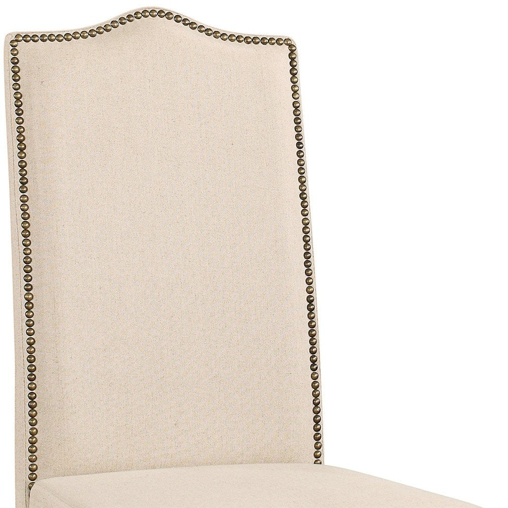 Cream and Gray Upholstered Linen Dining Parsons Chair