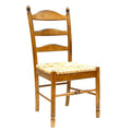 Straw and Brown Wood Ladder Back Dining Side Chair