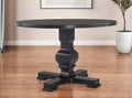 Black Rounded Solid Wood Pedestal Base Dining Table - 47-inch