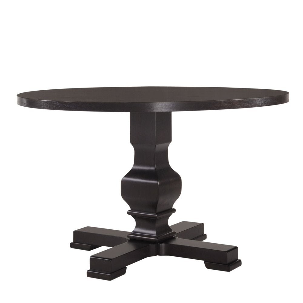 Black Rounded Solid Wood Pedestal Base Dining Table - 47-inch