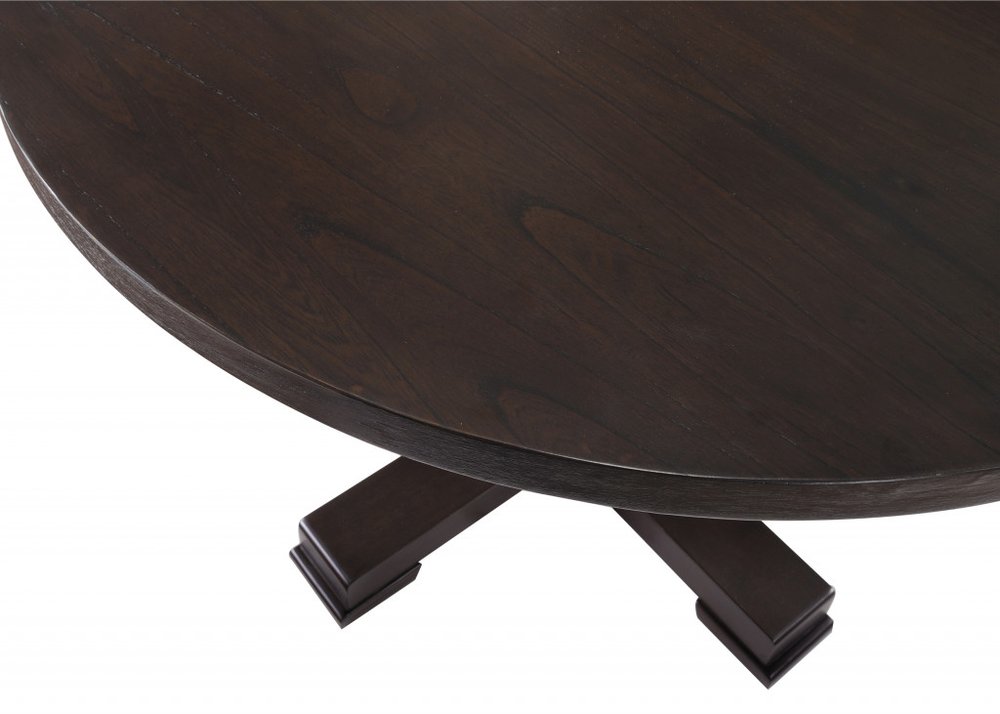 Black Rounded Solid Wood Pedestal Base Dining Table - 47-inch