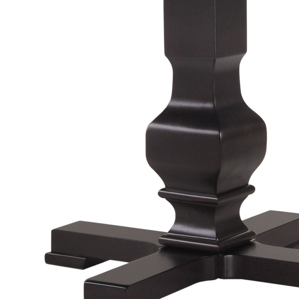 Black Rounded Solid Wood Pedestal Base Dining Table - 47-inch