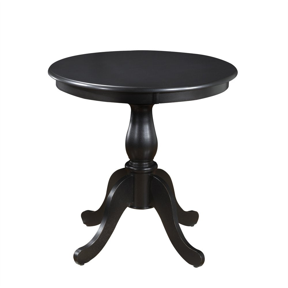 Black Rounded Solid Manufactured Wood and Solid Wood Pedestal Base Dining Table